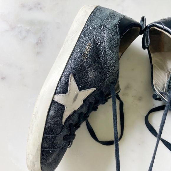 GOLDEN GOOSE Super-Star Black Low Top Sneakers, Size 38 - Picture 5 of 13